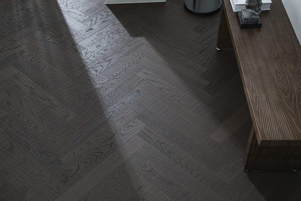 Smoked herringbone flooring