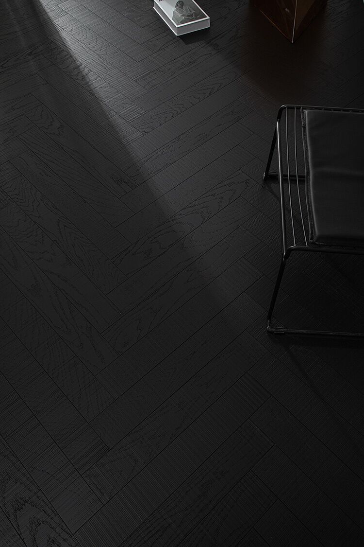 Luxus schwarze Eiche Herringbone Engineered Bodenbelag