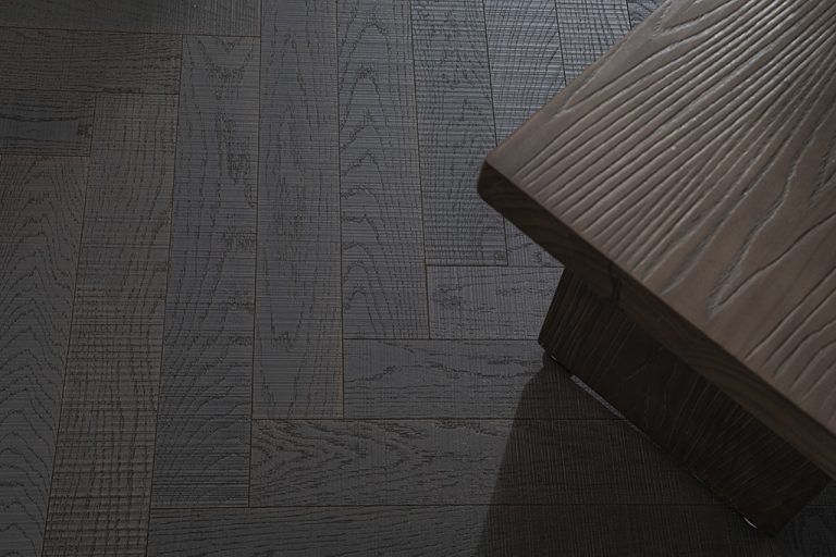 Smoked herringbone flooring