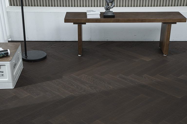 Smoked herringbone flooring