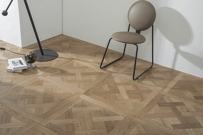 Engineered Versailles parquet walnut finish floor