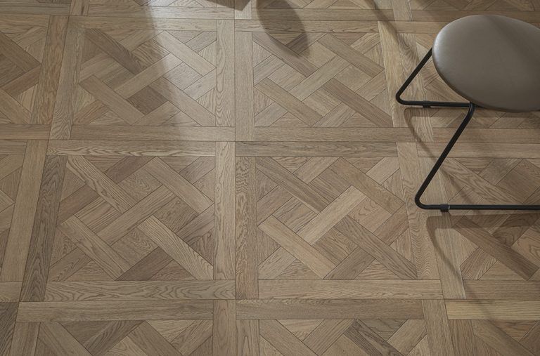versailles parquet floor in natural oak finish, elegant European style flooring